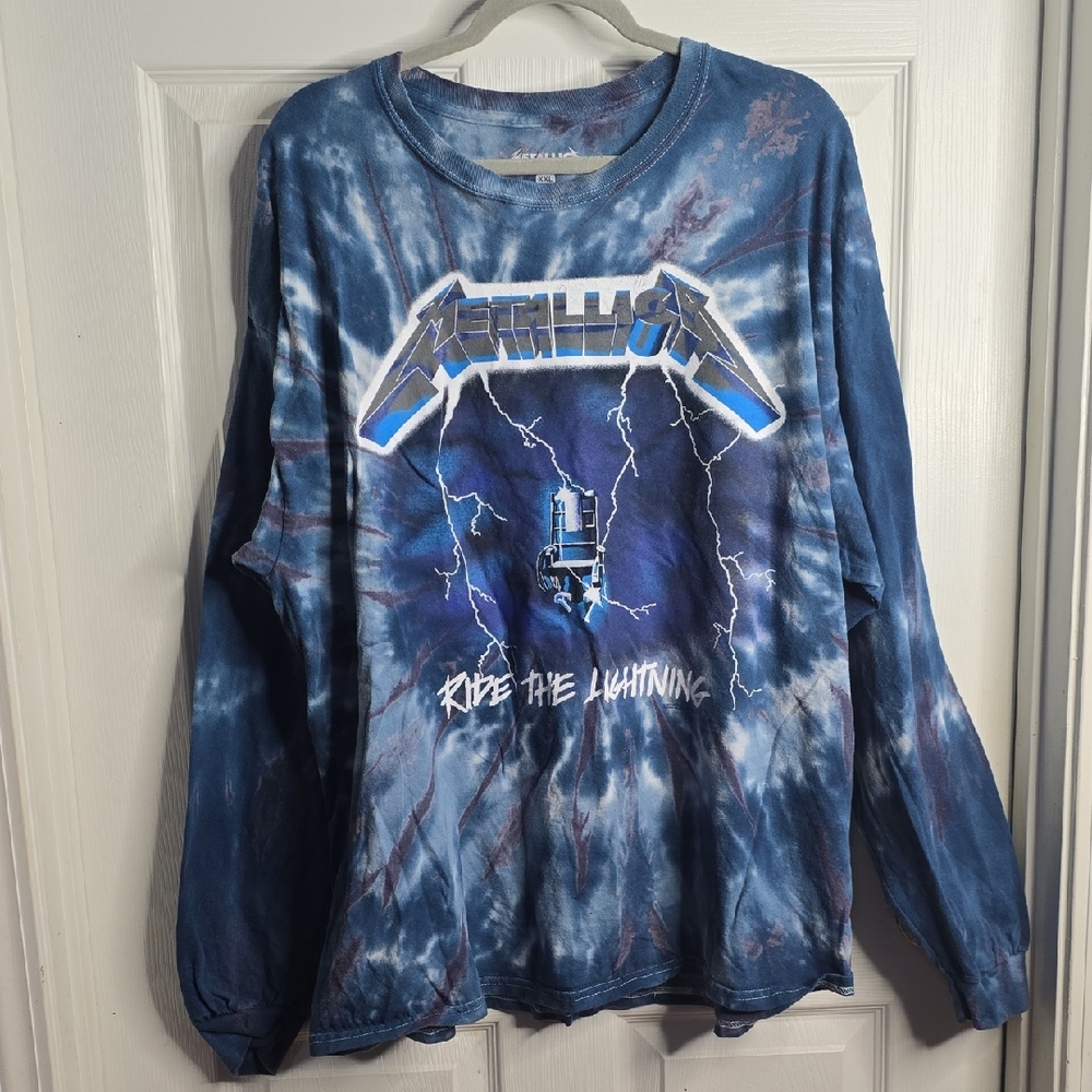 Hot Topic Blue Metallica Tie-Dye Long Sleeve Tee